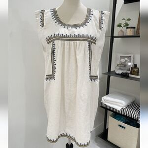 World Market Embroided Square Lined Bohemian Mini Dress